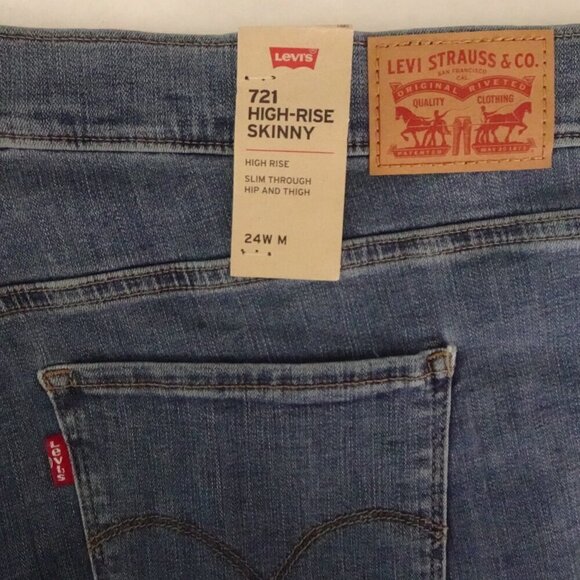 Levi's 721 Skinny Jeans Women's Plus Size 24W Blue Stretch Denim High Rise - Picture 7 of 10